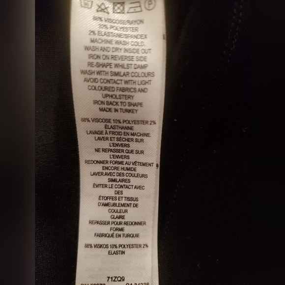 French Connection Sleeveless Black Sheath Peplum Midi Pencil Dress Size 8 LBD - Picture 8 of 9